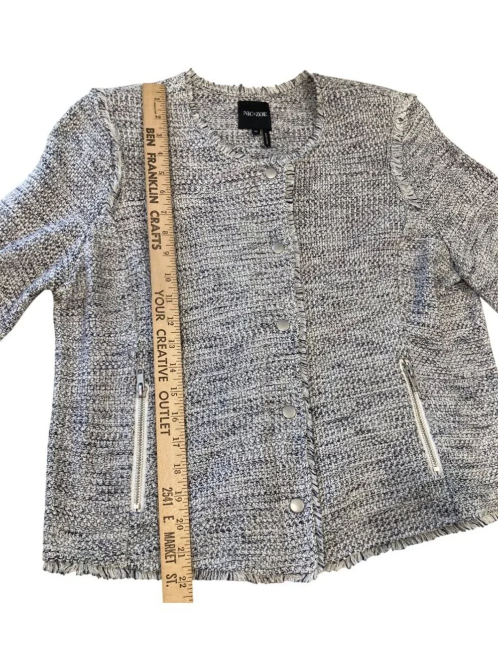 NIC+ZOE You Deserve It Jacket PL Black Casual Neutral Capsule Raw Hem Minimalist